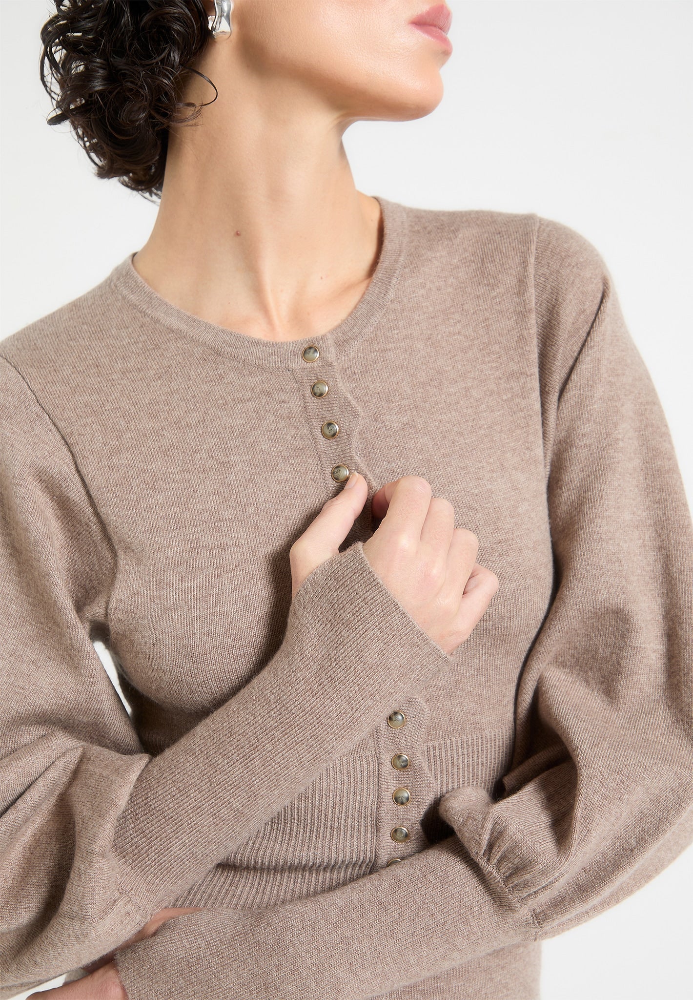 Knitted Scallop Hem Playsuit - Taupe