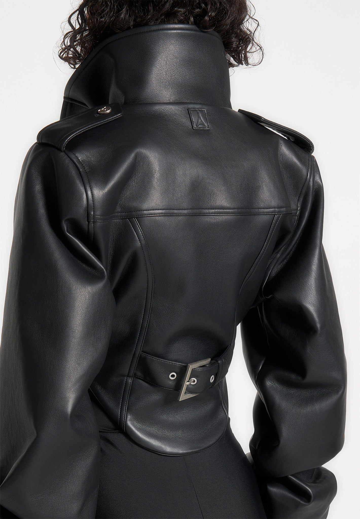 Leather Tacked Sleeve Corset Jacket - Black