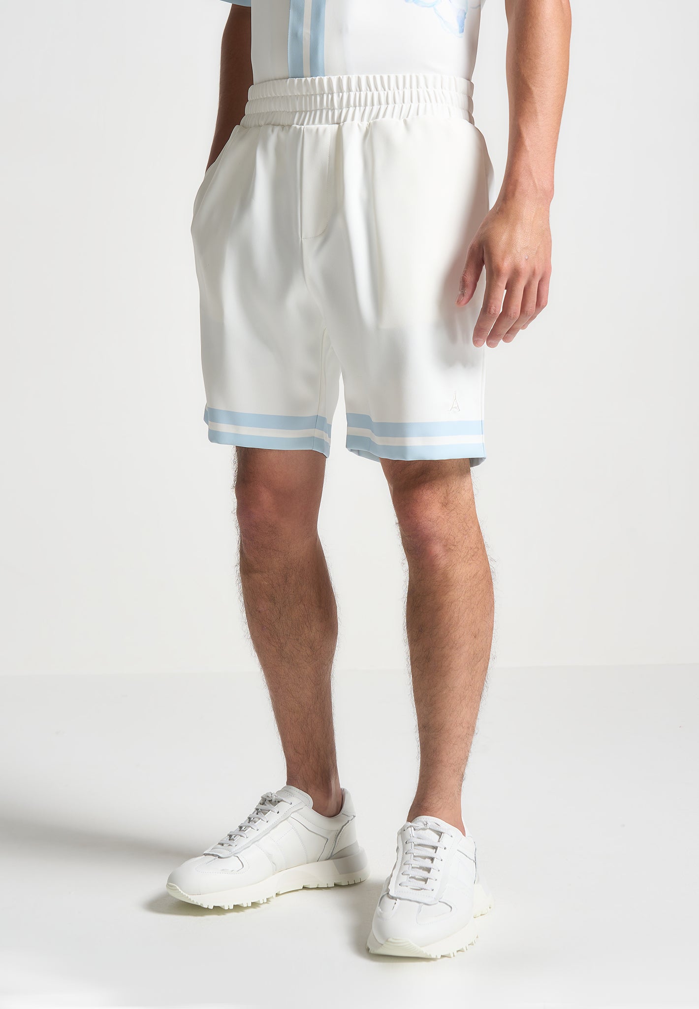 Floral Border Shorts - Blue