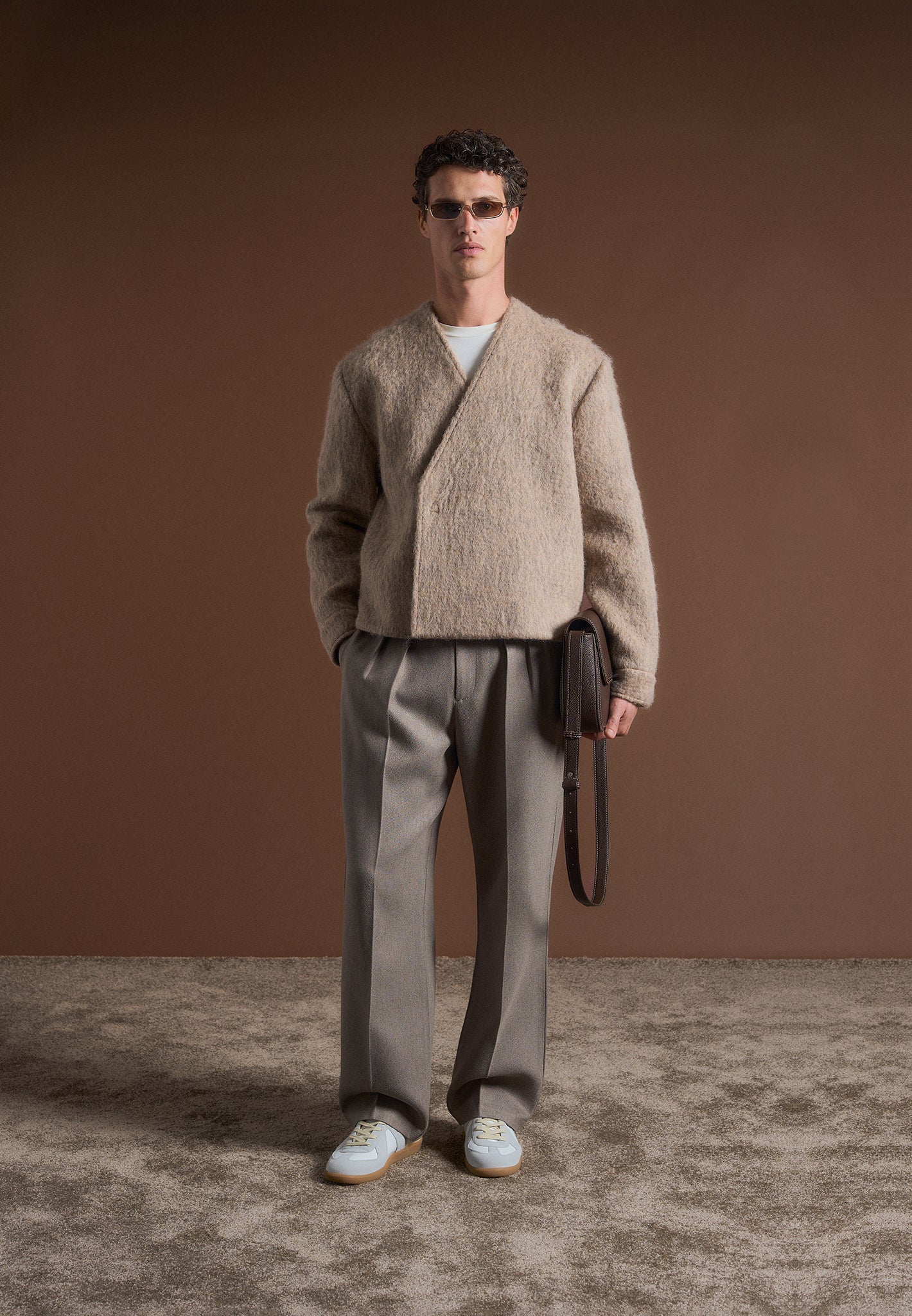 Kimono Wool-Blend Whisp Jacket - Taupe