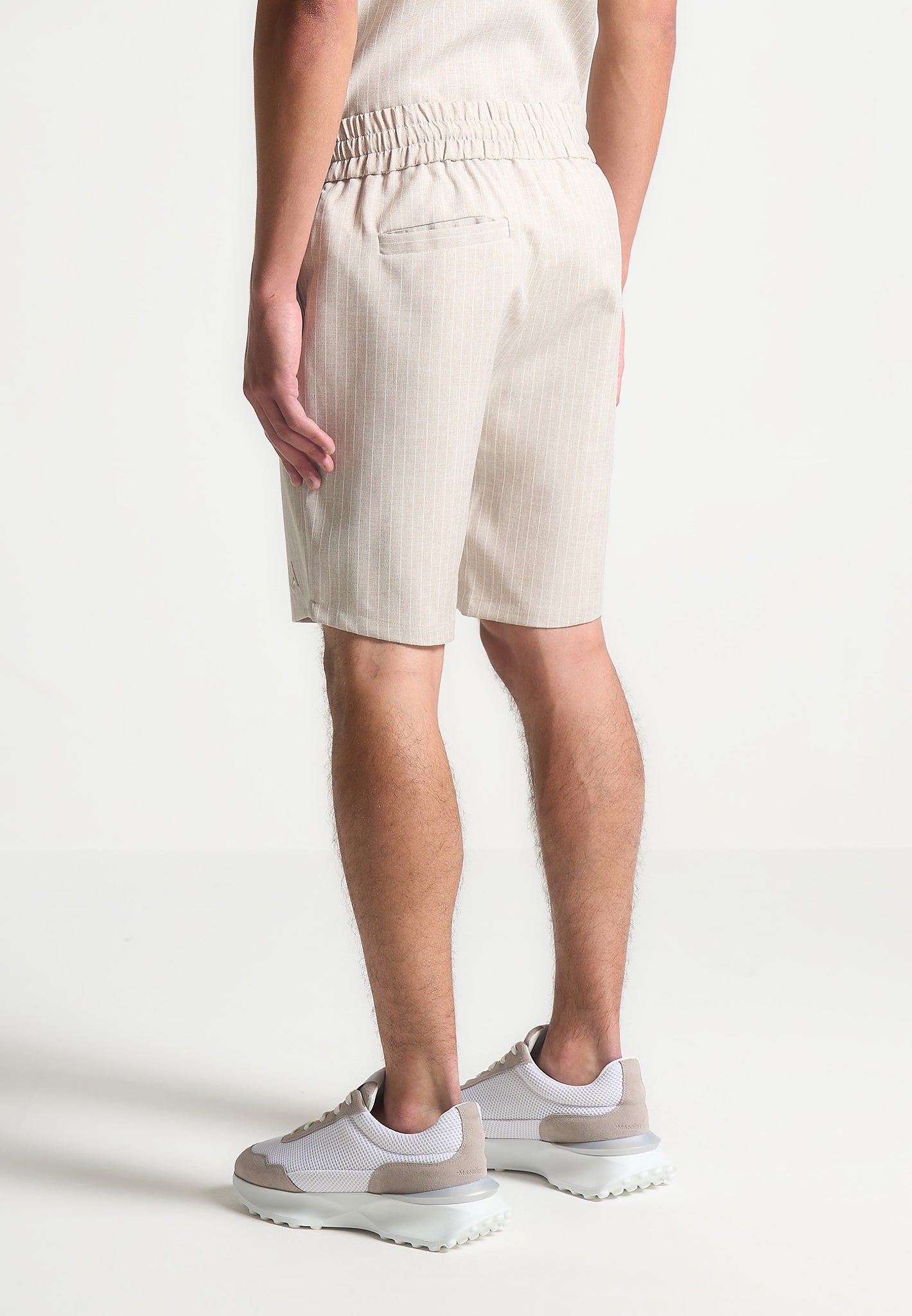 Pinstripe Shorts - Beige