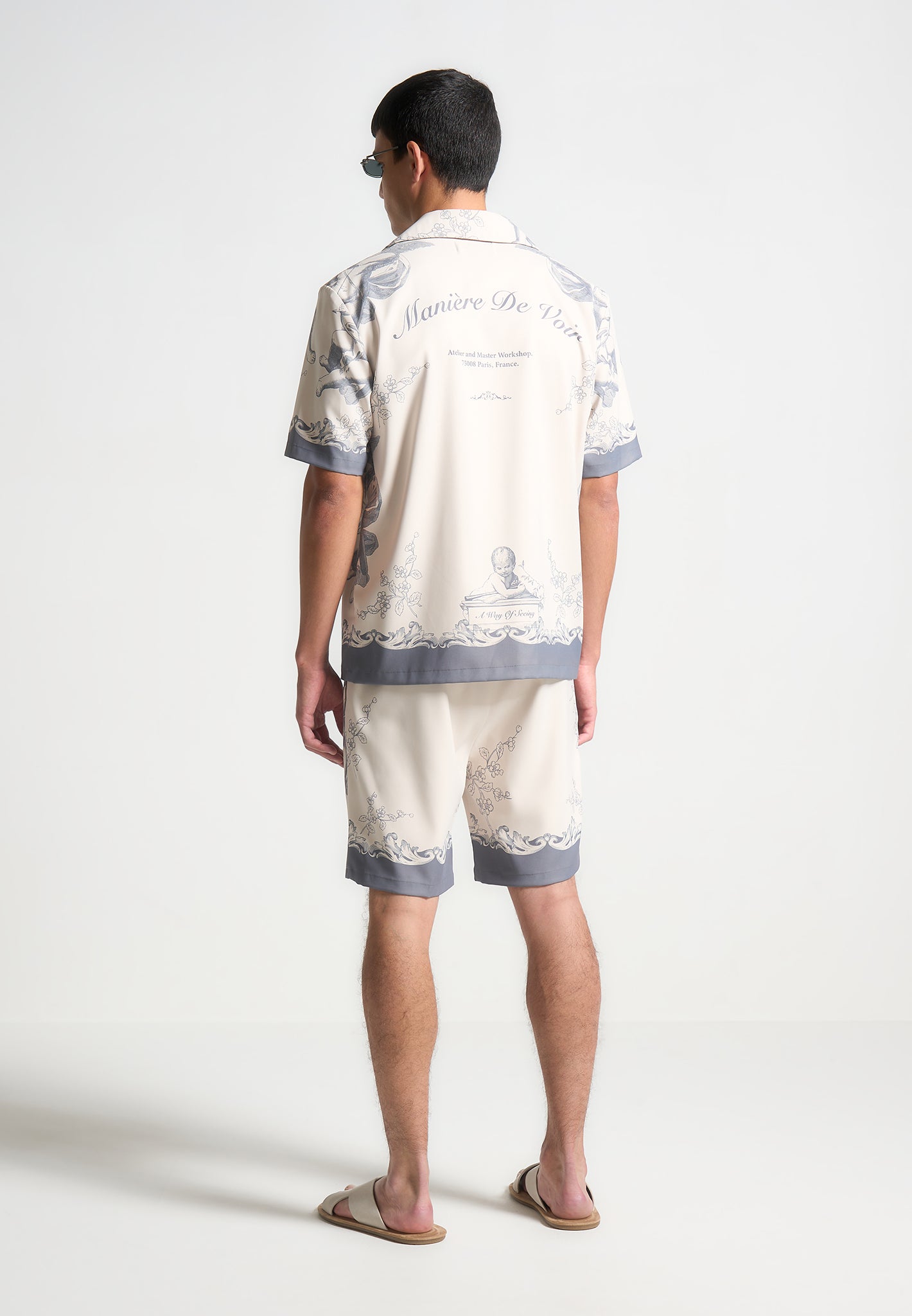 Signature Baroque Resort Shirt - Cream/Grey